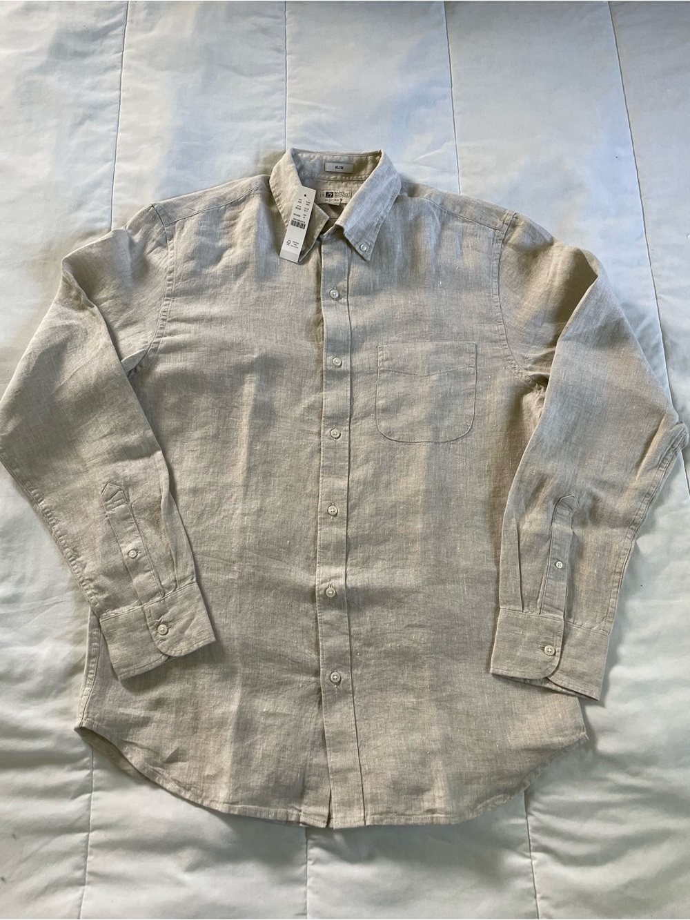 J. Crew Men's Linen Button-Down Shirt — Light Tan
